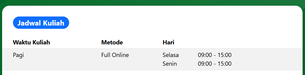 jadwal kuliah UIN al azahar Lubuk Linggau