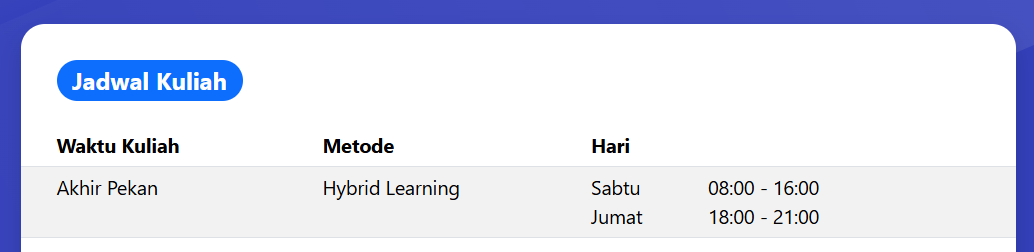 jadwal kuliah universitas satyagama